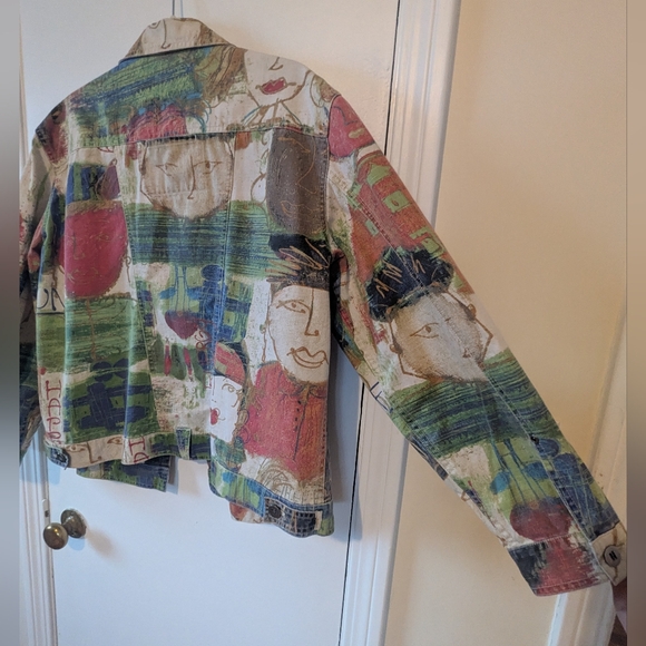 VTG 90s Chico's Utility Graffiti Cotton Jacket - Picture 13 of 14